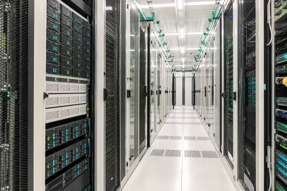 Bright modern server racks representing HostViber global infrastructure
